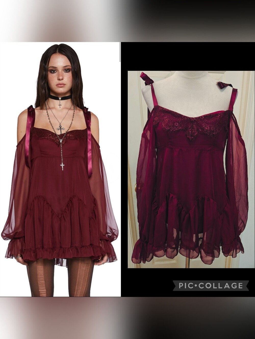 Current Mood Dolls Kill Whirlwind Burgandy Radiance Mini Dress.